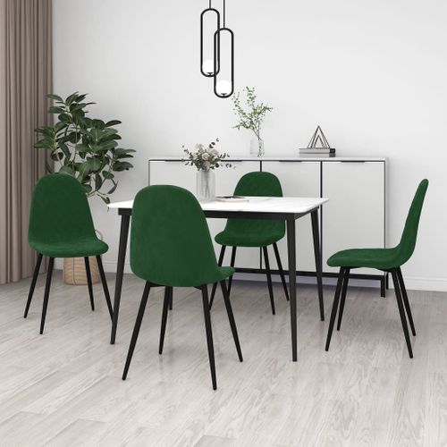 Vidaxl Chaises À Manger Lot De 4 Vert Foncé Velours