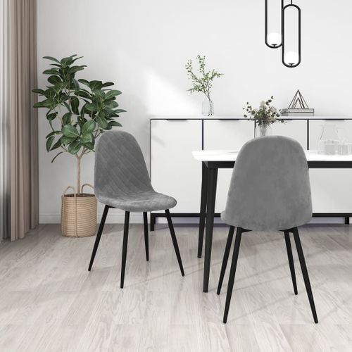 Vidaxl Chaises À Manger Lot De 2 Gris Clair Velours