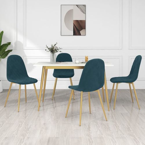 Vidaxl Chaises À Manger Lot De 4 Bleu Velours