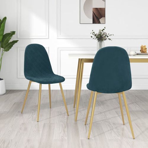 Vidaxl Chaises À Manger Lot De 2 Bleu Velours