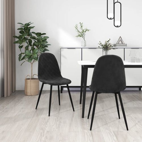 Vidaxl Chaises À Manger Lot De 2 Noir Velours