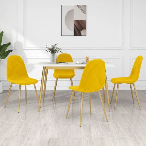 Vidaxl Chaises À Manger Lot De 4 Jaune Moutarde Velours