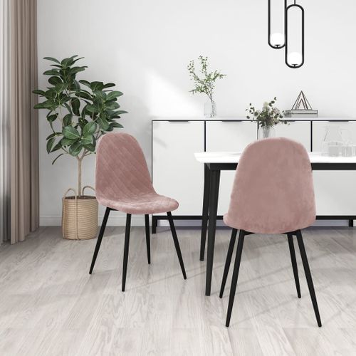 Vidaxl Chaises À Manger Lot De 2 Rose Velours