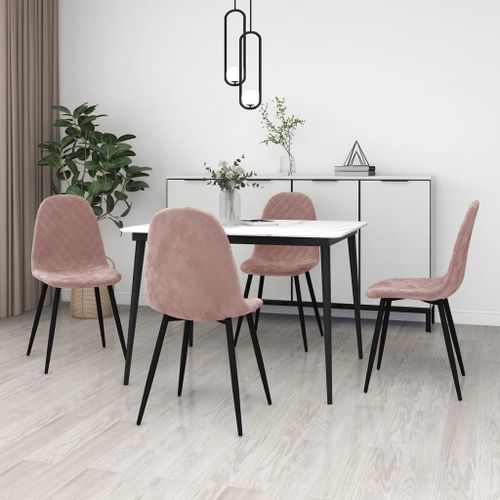 Vidaxl Chaises À Manger Lot De 4 Rose Velours
