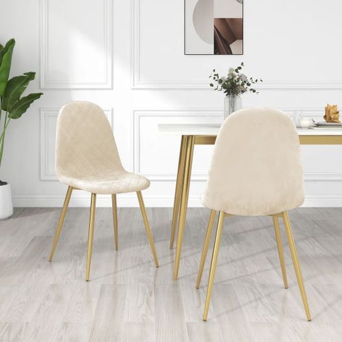 Vidaxl Chaises À Manger Lot De 2 Crème Velours