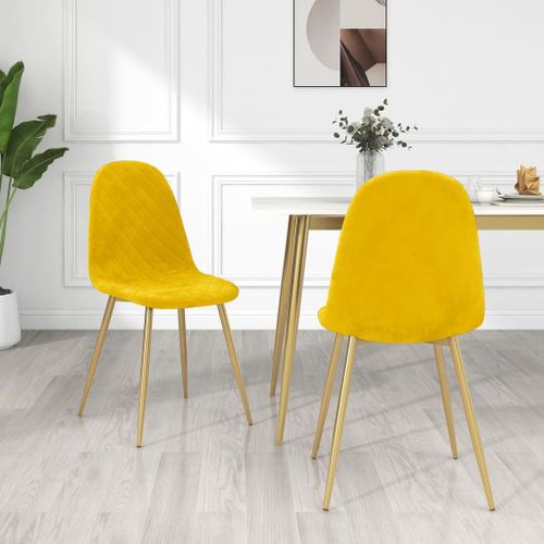 Vidaxl Chaises À Manger Lot De 2 Jaune Moutarde Velours