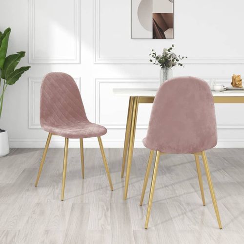 Vidaxl Chaises À Manger Lot De 2 Rose Velours