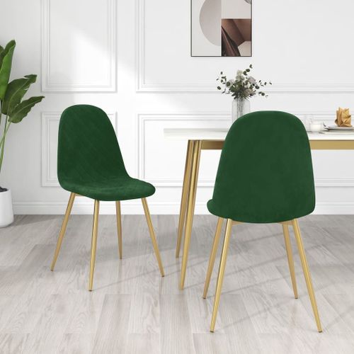 Vidaxl Chaises À Manger Lot De 2 Vert Foncé Velours