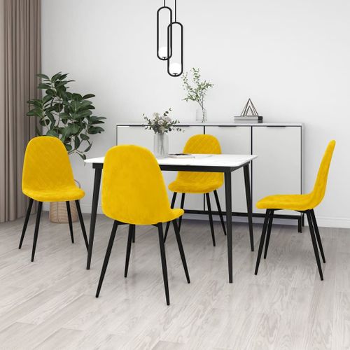 Vidaxl Chaises À Manger Lot De 4 Jaune Moutarde Velours