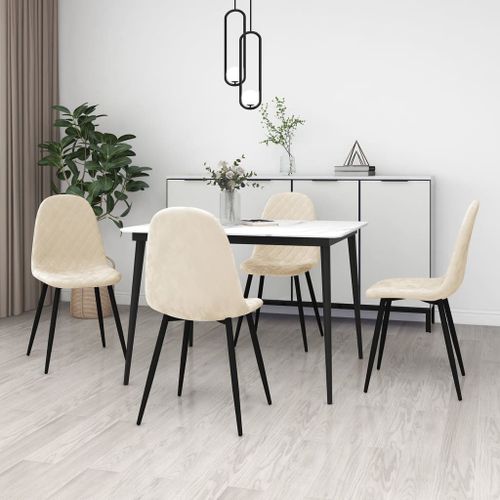 Vidaxl Chaises À Manger Lot De 4 Crème Velours