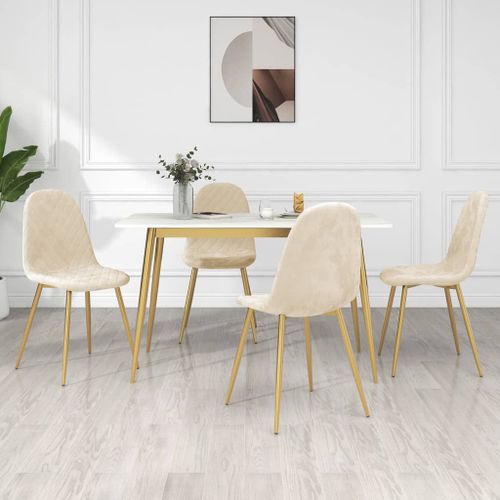 Vidaxl Chaises À Manger Lot De 4 Crème Velours