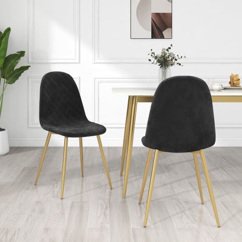 Vidaxl Chaises À Manger Lot De 2 Noir Velours