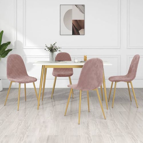 Vidaxl Chaises À Manger Lot De 4 Rose Velours