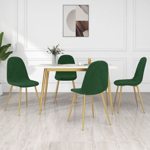 Vidaxl Chaises À Manger Lot De 4 Vert Foncé Velours