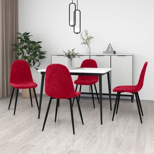 Vidaxl Chaises À Manger Lot De 4 Rouge Bordeaux Velours