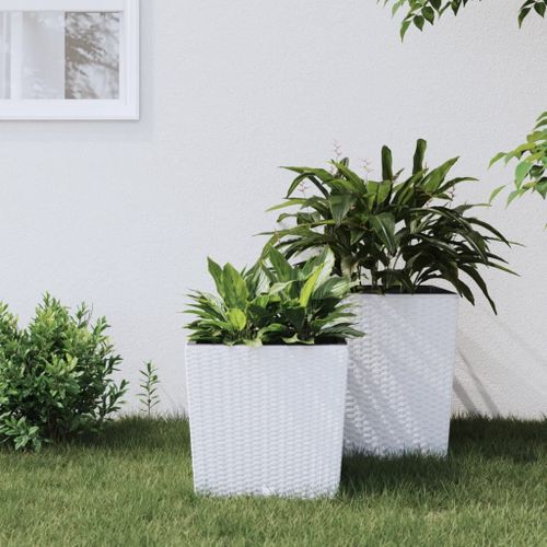 Vidaxl Jardinière Et Intérieur Amovible Blanc 21 /32 L Rotin Pp