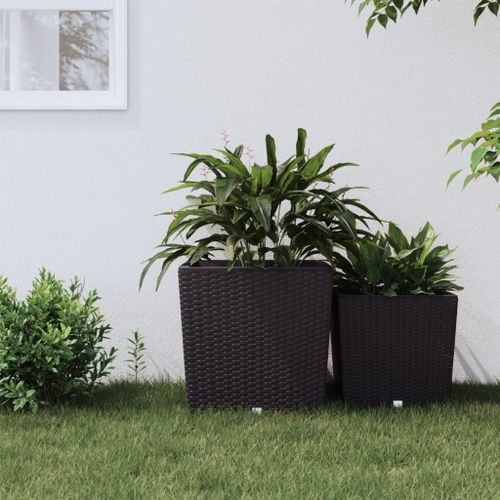 Vidaxl Jardinière Et Intérieur Amovible Marron 37 /64 L Rotin Pp