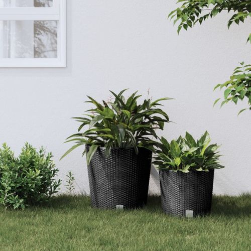 Vidaxl Jardinière Et Intérieur Amovible Anthracite 35 /37,5 L Rotin Pp