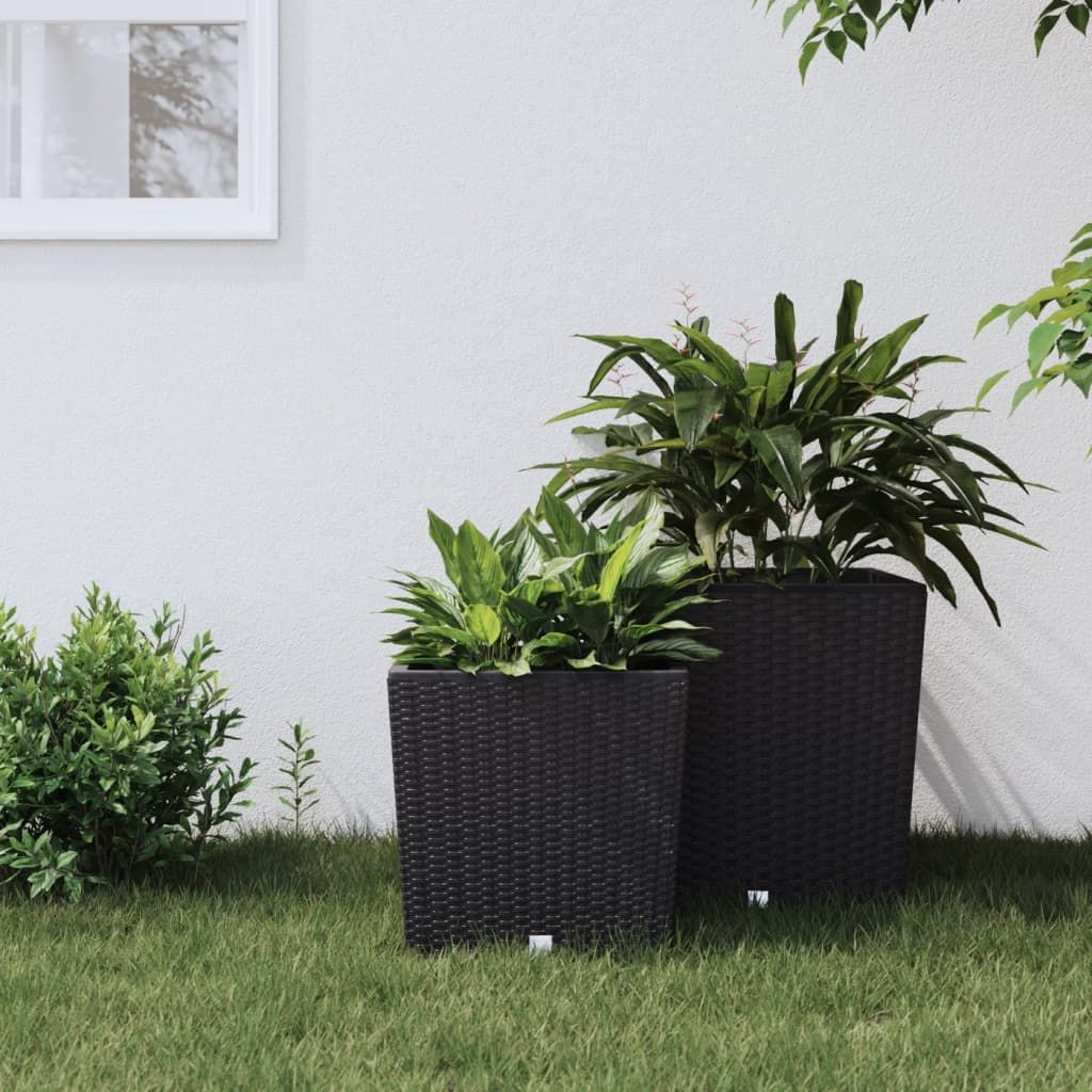 Vidaxl Jardinière Et Intérieur Amovible Anthracite 21 /32 L Rotin Pp