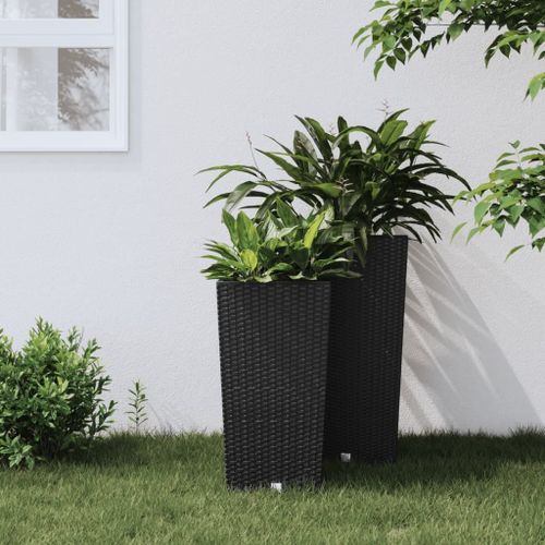 Vidaxl Jardinière Et Intérieur Amovible Anthracite 11/26,5 L Rotin Pp