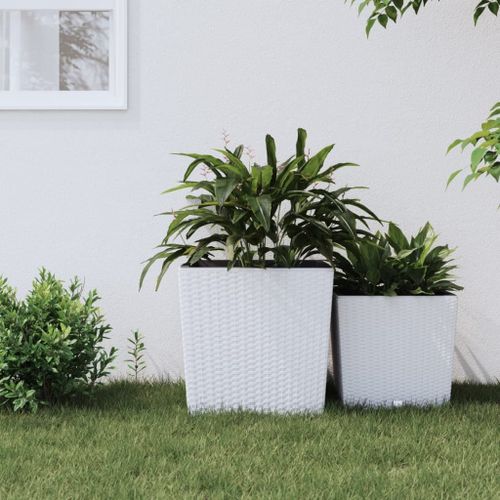 Vidaxl Jardinière Et Intérieur Amovible Blanc 37 /64 L Rotin Pp