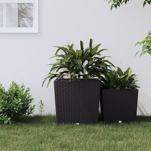 Vidaxl Jardinière Et Intérieur Amovible Anthracite 37 /64 L Rotin Pp