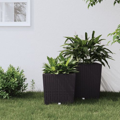 Vidaxl Jardinière Et Intérieur Amovible Marron 21 /32 L Rotin Pp