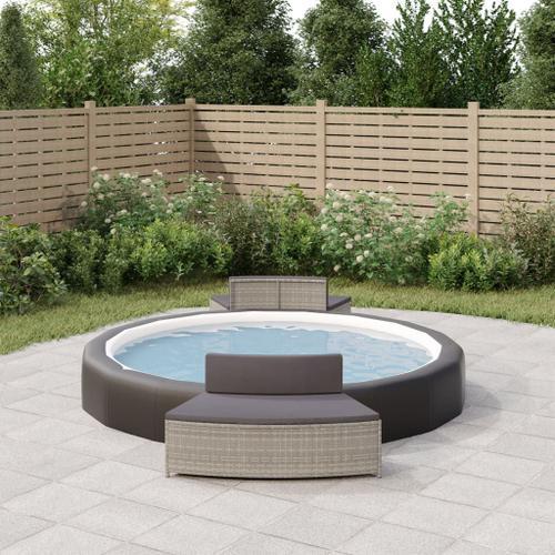 vidaXL Bancs de spa avec coussins 2 pcs gris résine tressée