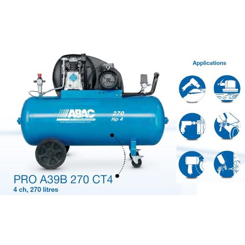 Abac - Compresseur d'air 4CV 270 litres 29,2 m3/h 10B Triphas? - B3800BF/200 FT4 ABAC