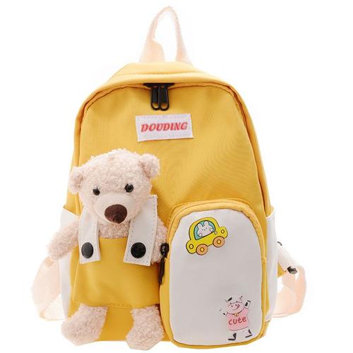 Étudiant cartable dessin animé ours cartable pour enfants maternelle mâle et femelle bébé toile sac a dos enseignement précoce pré-classe loisirs sac-jaune