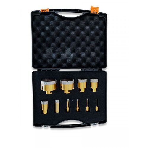 Coffret 10 tr?pans diamant?s meuleuse Diam 6, 8, 10, 12, 28, 35, 40, 45, 65, 68 mm 252055 Edma
