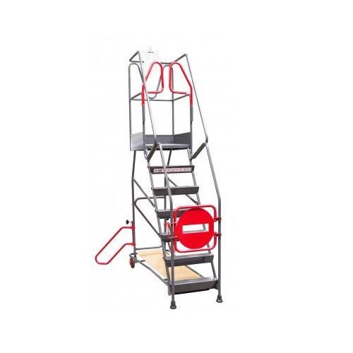 Escabeau roulant ? immobilisation automatique charge 150 kg 8 marches Ht travail 3850 mm Fimm