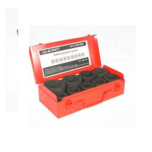 Coffret 9 douilles 1 chrome pro/ind Lacme