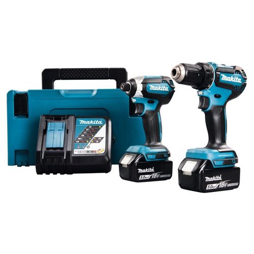 Pack perceuse visseuse et visseuse ? chocs DLX2289TJ 18V 2x5Ah Li-Ion avec coffret makpac3 Makita