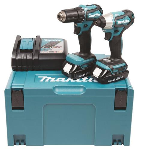 Pack perceuse visseuse et visseuse ? chocs DLX2220AJ 18V 2x2Ah Li-Ion avec coffret makpac3 Makita