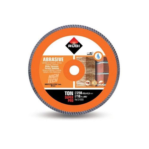 Disque diamant pour mat?riaux abrasifs 250 x 25,4 x 2,5mm TURBO TON-250 SUPERPRO Rubi