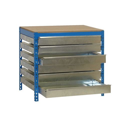 Etabli 6 tiroirs 842x1510x760mm Bleu charge 600Kg BT5 BOX 1500 Simon Rack