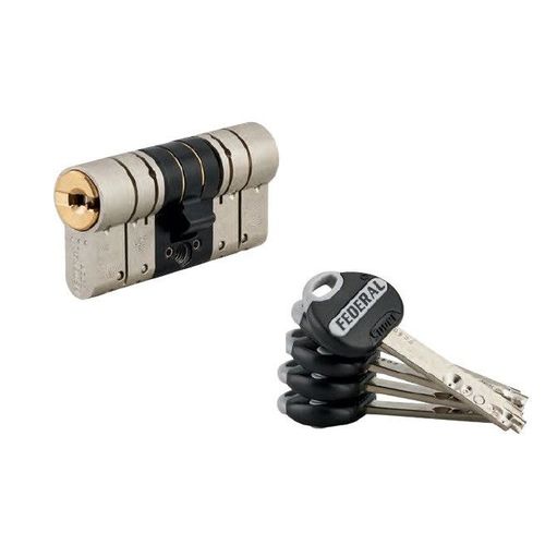 Cylindre 2 entr?es 32 x 42 mm Nickel? mat avec 5 cl?s Federal 2 Thirard