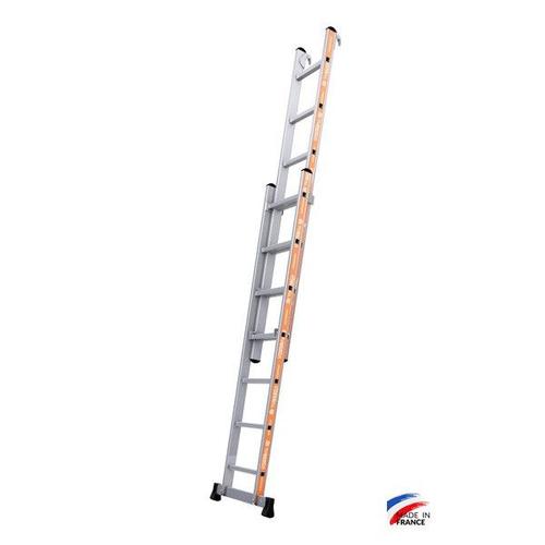 Tubesca - Echelle coulisse ? main 2x7 ?chelons hauteur d'acc?s 4,1 m avec stabilisateur - Pronor Tubesca Comabi