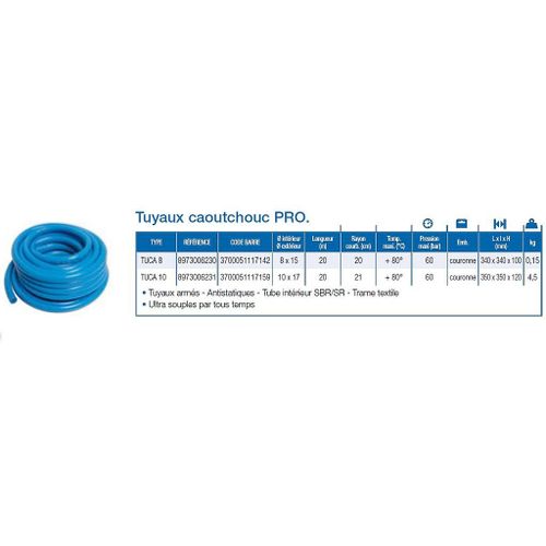 Abac - Tuyau air comprimé caoutchouc professionnel 10x17 - 20m - TUCA10 ABAC