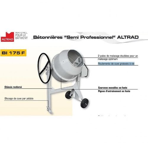 Bétonnière Moteur électrique cuve 160l 850W BI175 EL Altrad
