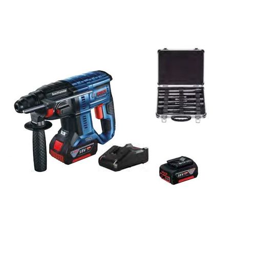 Bosch - Perforateur SDS-Plus 18V 2x 4,0 Ah Li-Ion 2 J avec coffret accessoires 11 pièces GBH 180-LI - 0615990M33 Bosch Professional