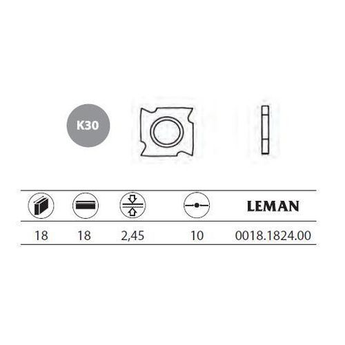 10 plaquettes d'araseur 18x18x2,45 mm 4 coupes Leman