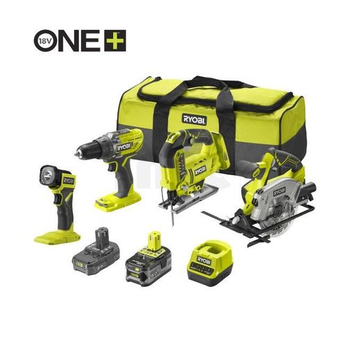 Pack de machines 18V Ryobi RCK184A-252 avec sac de transport et 2 batteries et chargeur