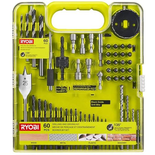 Coffret de 60 pièces Ryobi RAKDD60 perçage vissage