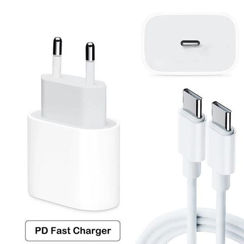 Chargeur USB C Rapide pour iPhone 12, 12 Pro, 13, 13 Mini,13 Pro  Max,2,11,X, XS, XR, iPad, 20W Adaptateur Prise Secteur Charge Rapide avec  Câble 1.5m