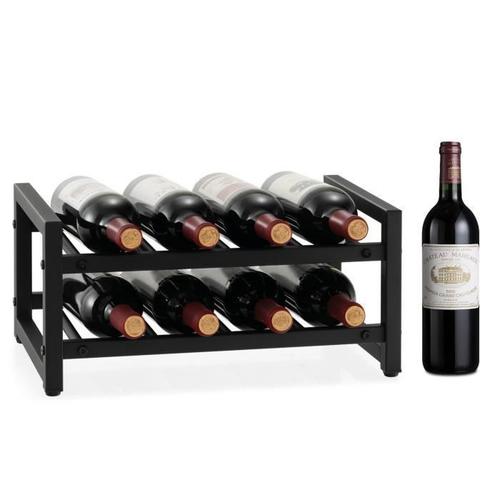 Costway Étagère/Casier À Vin En Métal Pour 8 Bouteilles, Surface Antirouille, Porte-Bouteille 2 Niveaux Avec Repose-Pieds Réglables