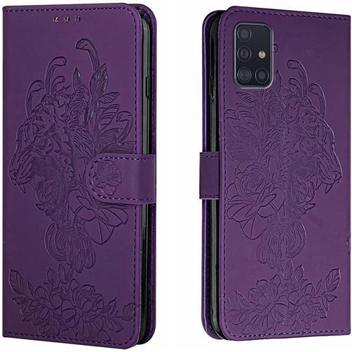 Coque Pour Samsung Galaxy A71 4g Magnétique Etui Avec Fente Pour Carte Et Fonction De Support Portefeuille Protection Housse Samsung Galaxy A71 4g Violet