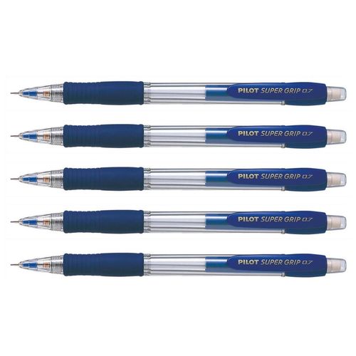 Pilot Lot De 5 Porte-Mines Supergrip H187 0,7 Mm Rechargeable Bleu