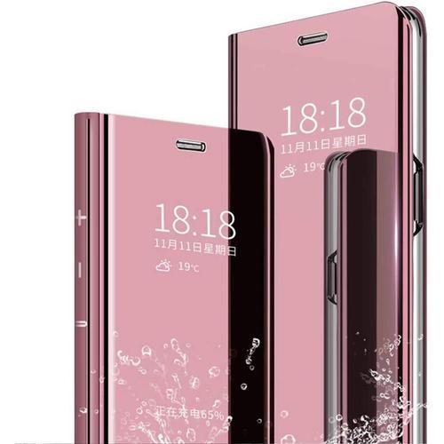 Coque Samsung Galaxy A51,Etui En Cuir Pu Portefeuille Housse Pour Galaxy A51,Plating Mirror Téléphone Portable Couverture Standing Pochette Galaxy A51 -Or Rose